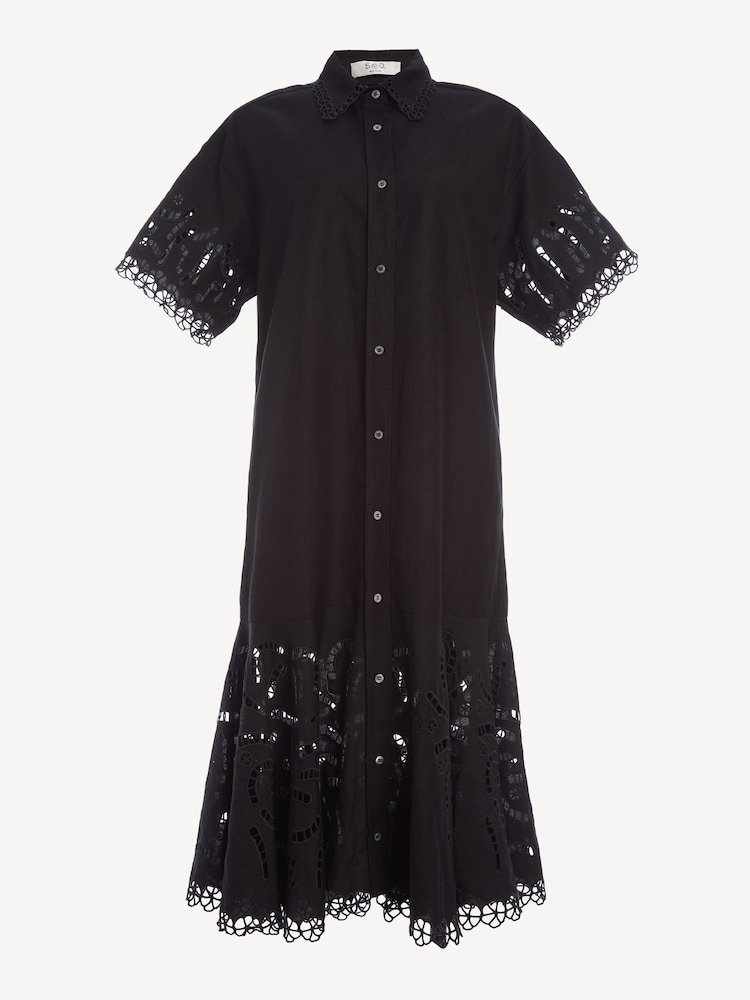 Sea New York Black Marja Embroidery Shirt Dress - Image 7 of 7