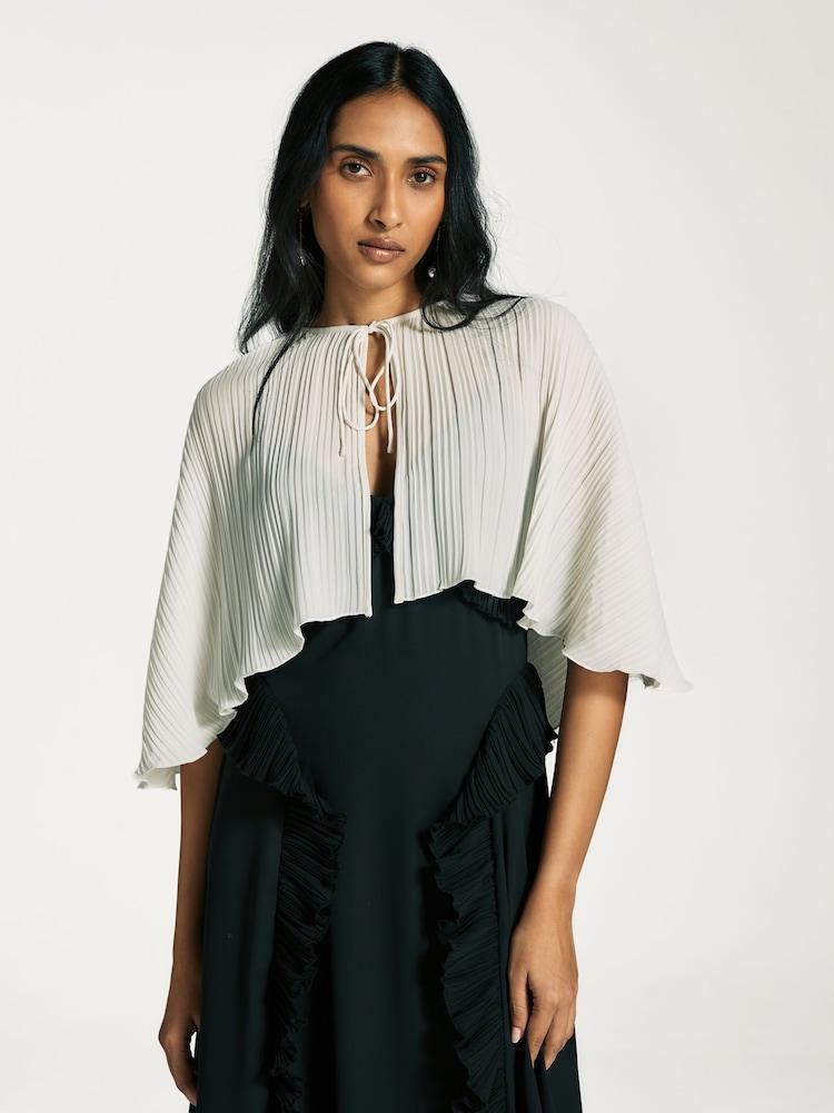Sea New York Cream Delilah Pleated Cupro Cape Blouse - Image 1 of 8 Sea New York Cream Delilah Pleated Cupro Cape Blouse - Image 1 of 8
