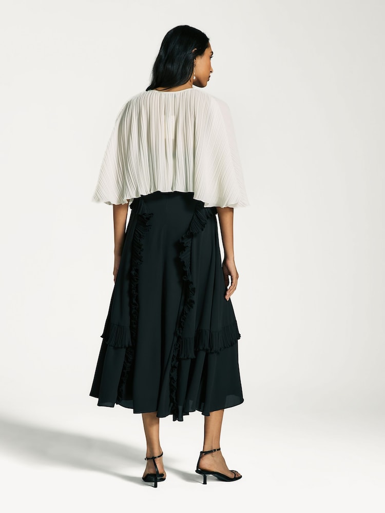 Sea New York Cream Delilah Pleated Cupro Cape Blouse - Image 2 of 8 Sea New York Cream Delilah Pleated Cupro Cape Blouse - Image 2 of 8