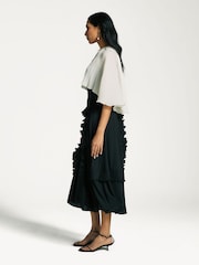 Sea New York Cream Delilah Pleated Cupro Cape Blouse - Image 4 of 8