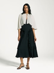 Sea New York Cream Delilah Pleated Cupro Cape Blouse - Image 5 of 8