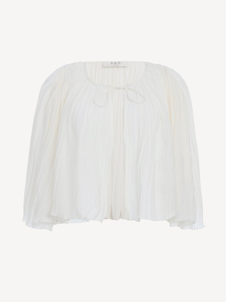 Sea New York Cream Delilah Pleated Cupro Cape Blouse - Image 8 of 8 Sea New York Cream Delilah Pleated Cupro Cape Blouse - Image 8 of 8