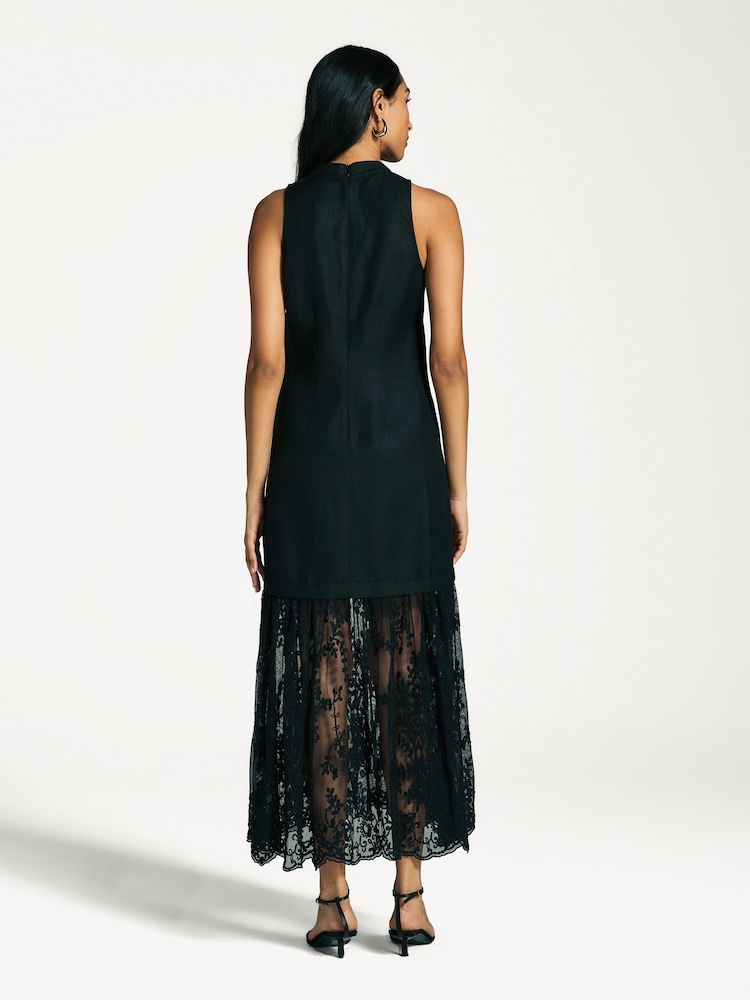 Sea New York Black Marja Embroidery Mesh Combo Tank Dress - Image 2 of 6
