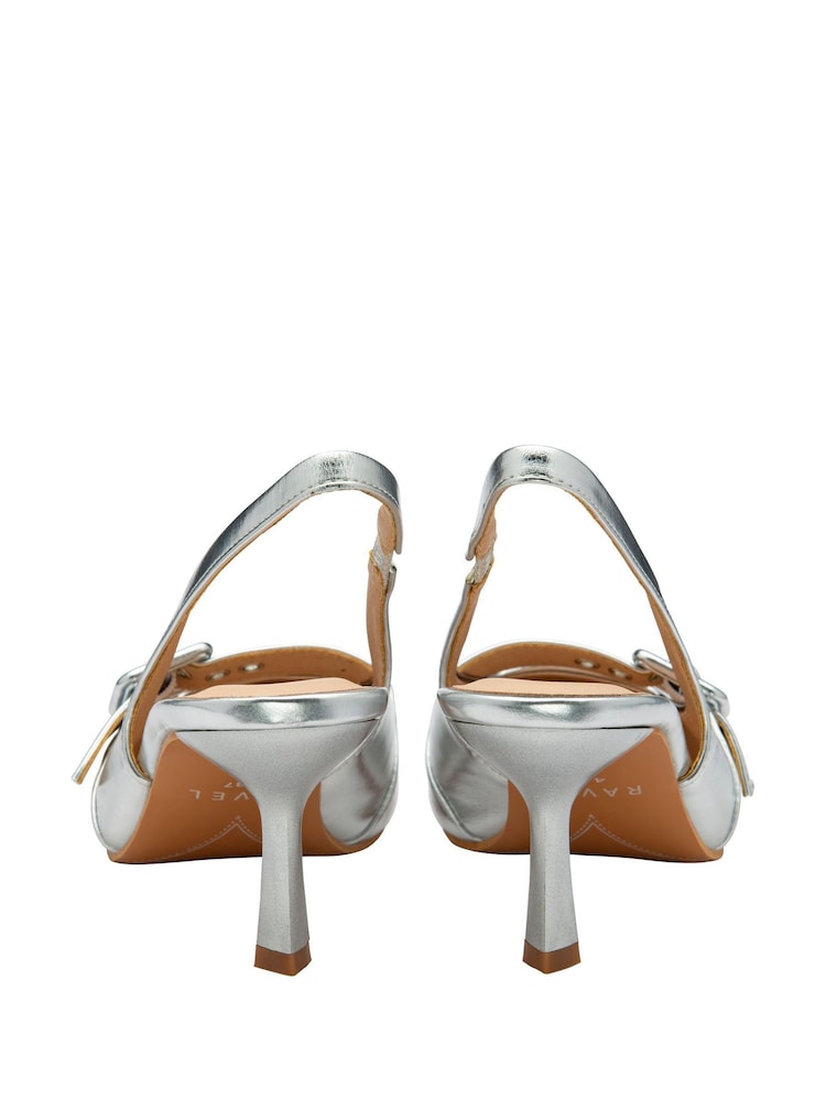 Ravel Silver Pointed-Toe Slingback Court Shoes - Image 2 of 4
