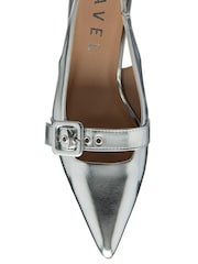 Ravel Silver Pointed-Toe Slingback Court Shoes - Image 3 of 4