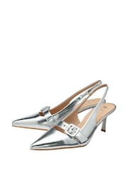Ravel Silver Pointed-Toe Slingback Court Shoes - Image 4 of 4