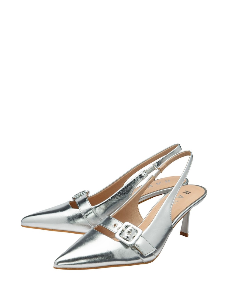 Ravel Silver Pointed-Toe Slingback Court Shoes - Image 4 of 4