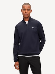 BOSS Dark Blue Logo Cotton Blend Jumper - Image 1 of 5