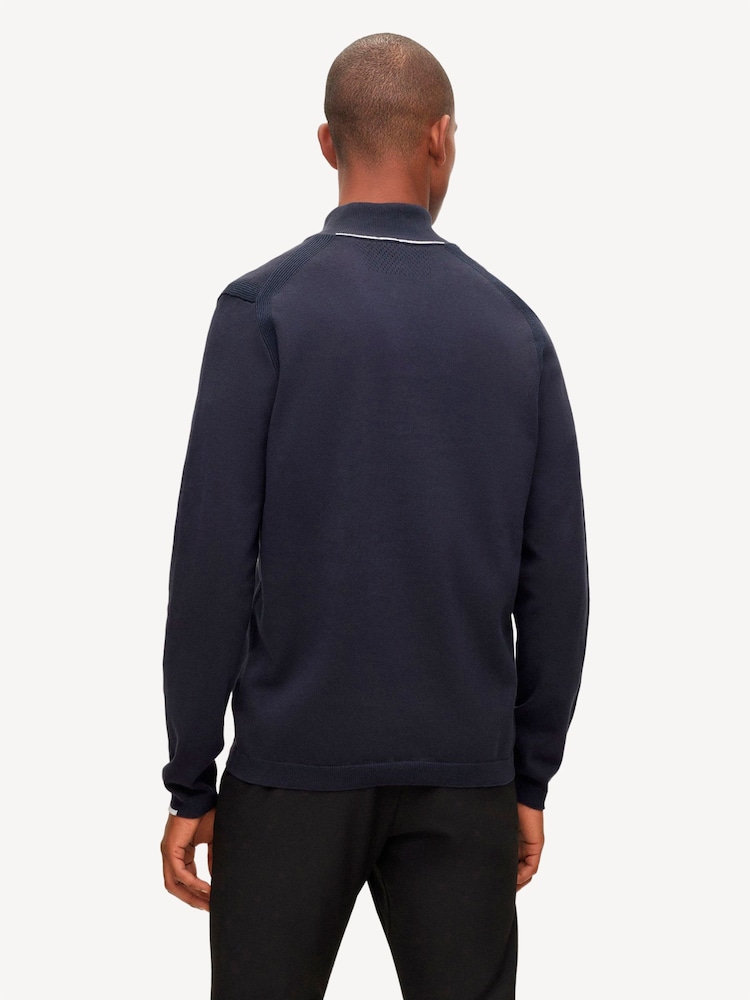 BOSS Dark Blue Logo Cotton Blend Jumper - Image 2 of 5