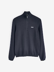 BOSS Dark Blue Logo Cotton Blend Jumper - Image 5 of 5