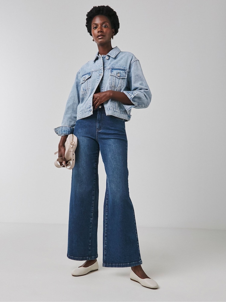 JD Williams Blue Magisculpt Wide Leg Jeans - Image 1 of 4