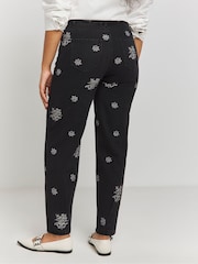 Simply Be Black Black Embroidered Barrel Jeans - Image 3 of 4