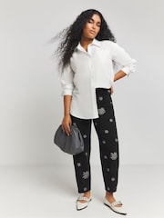 Simply Be Black Black Embroidered Barrel Jeans - Image 4 of 4