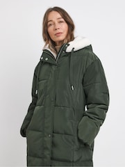 JD Williams Green Water Resistant Padded Maxi Coat - Image 3 of 4