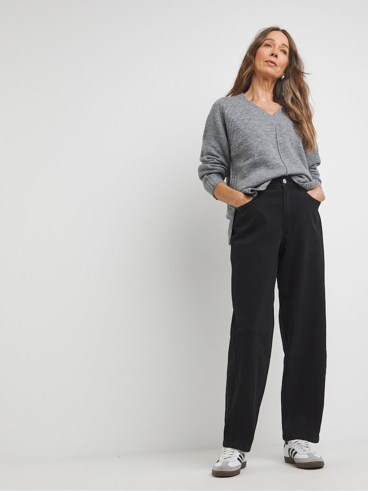 JD Williams Black Barrel Leg Jeans - Image 1 of 4