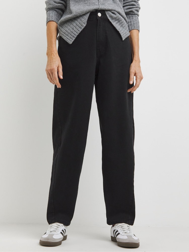 JD Williams Black Barrel Leg Jeans - Image 4 of 4