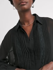 JD Williams Black Lace Trim Chiffon Shirt - Image 4 of 4