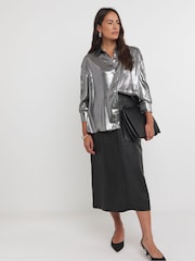 JD Williams Silver Long Sleeve Shirt - Image 1 of 4