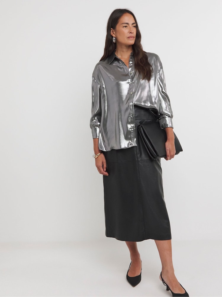 JD Williams Silver Long Sleeve Shirt - Image 1 of 4