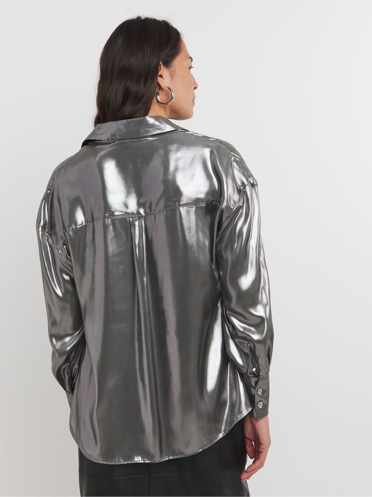 JD Williams Silver Long Sleeve Shirt - Image 2 of 4
