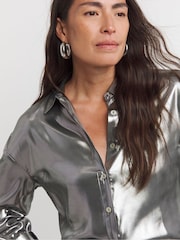JD Williams Silver Long Sleeve Shirt - Image 3 of 4