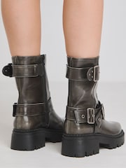 Simply Be Black Extra Wide Fit Multi Buckle Ankle Biker Boots In Wide Fit - Image 3 of 4