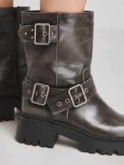 Simply Be Black Extra Wide Fit Multi Buckle Ankle Biker Boots In Wide Fit - Image 4 of 4