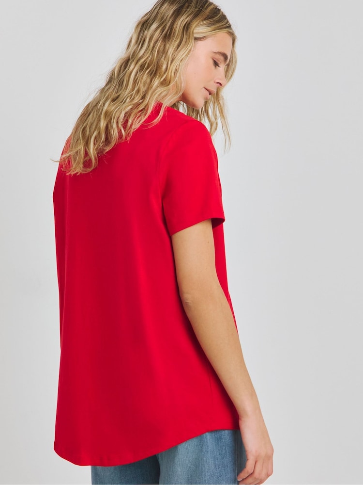 Simply Be Red Curved Hem Longline 100% Cotton T-Shirts 2 Pack - Image 2 of 4