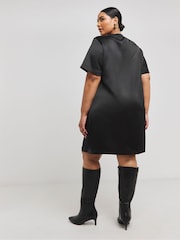 Simply Be Black Satin T-Shirt Dress - Image 2 of 4