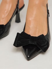 Simply Be Black Extra Wide Fit Bow Pointed Toe Heeled Court Shoes In Wide Fit - Image 3 of 4