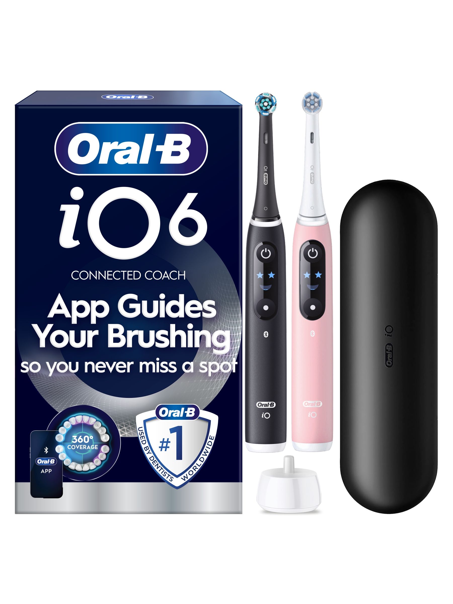 Io 6 And Electric Toothbrush With Travel Case 2 Pack Black/Pink Oral-B - Image 9