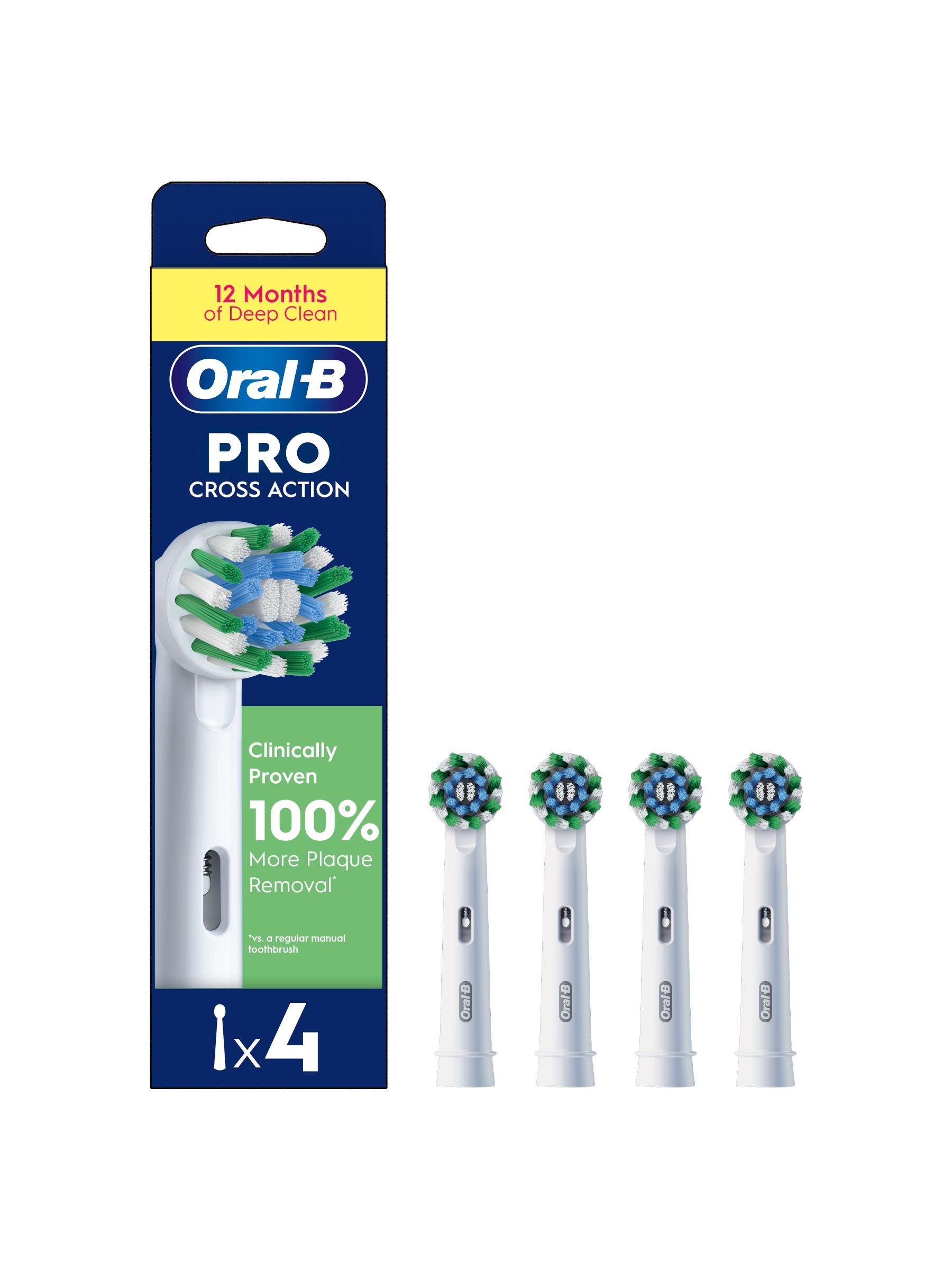 Oral-B Pro Cross Action Electric Toothbrush Heads, 4 Count, White | X-Shape & Angled Bristles, Deep Plaque Removal, Replacement Brush Heads - Image 20