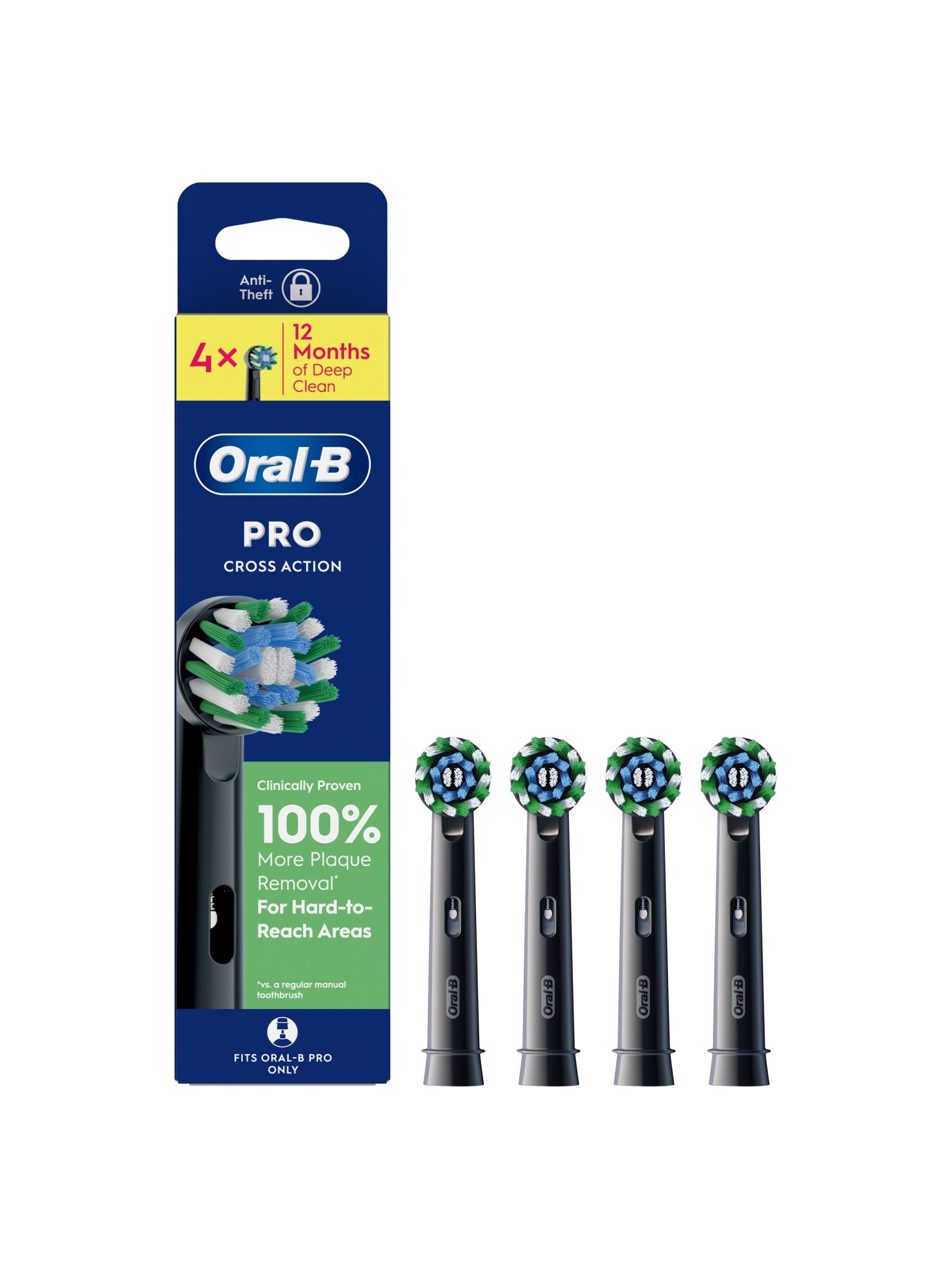 Oral-B Black Pro Cross Action Toothbrush Heads, 4 Pack - Image 15