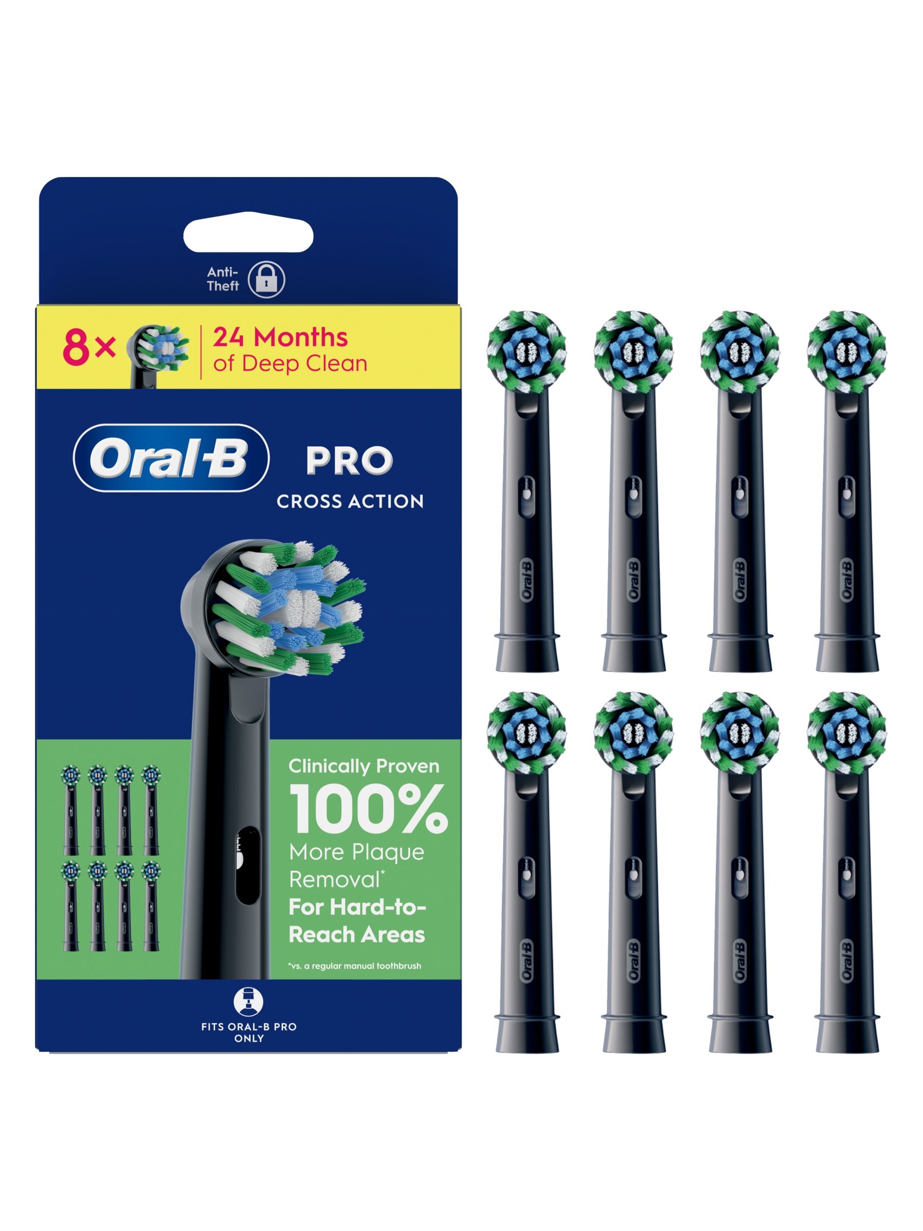 Oral-B Black Pro Cross Action Toothbrush Heads, 8 Counts - Image 7