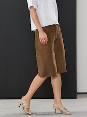 Tan Brown Real Suede Jort Shorts - Image 3 of 9