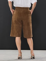 Tan Brown Real Suede Jort Shorts - Image 4 of 9