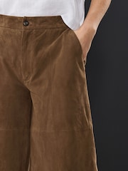 Tan Brown Real Suede Jort Shorts - Image 5 of 9