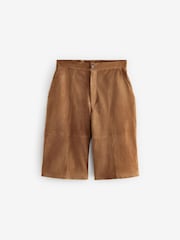 Tan Brown Real Suede Jort Shorts - Image 6 of 9