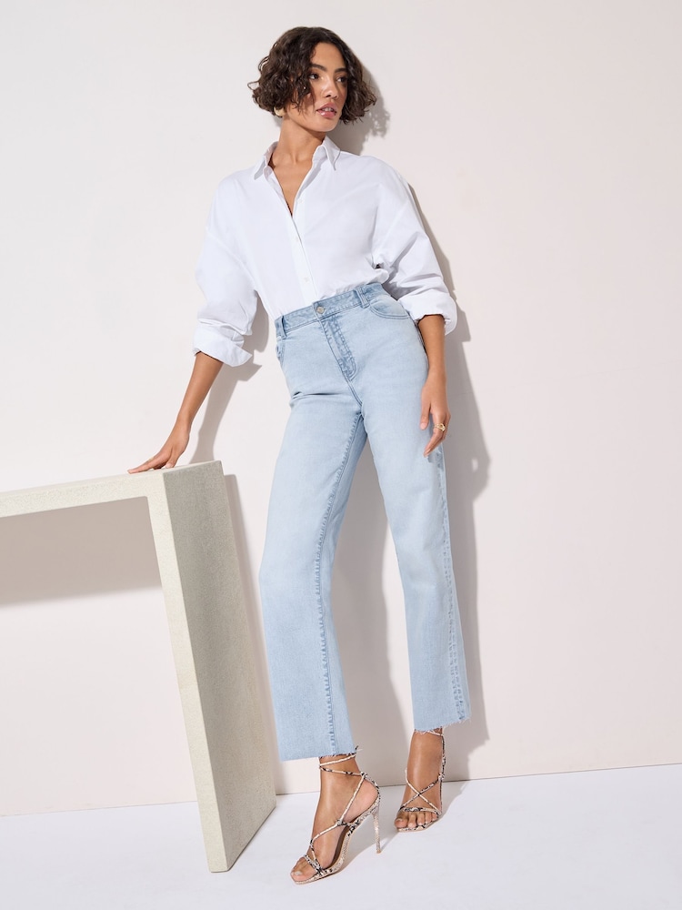 Friends Like These Bleach Denim Petite Comfort Stretch Straight Leg Jeans - Image 2 of 4 Friends Like These Bleach Denim Petite Comfort Stretch Straight Leg Jeans - Image 2 of 4