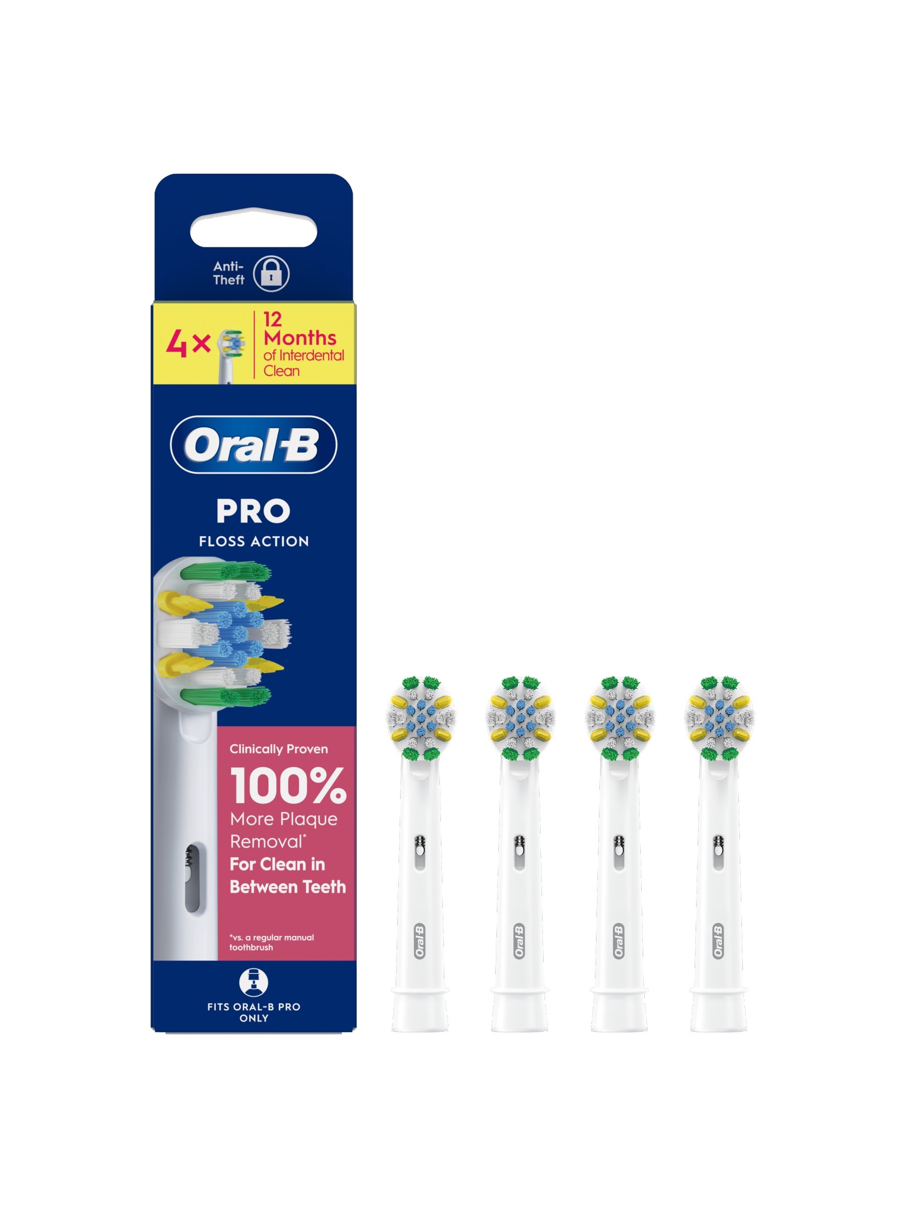 Oral-B Unisex White Oral-B Pro Floss Action Toothbrush Heads Pack Of 4 Counts - Image 1