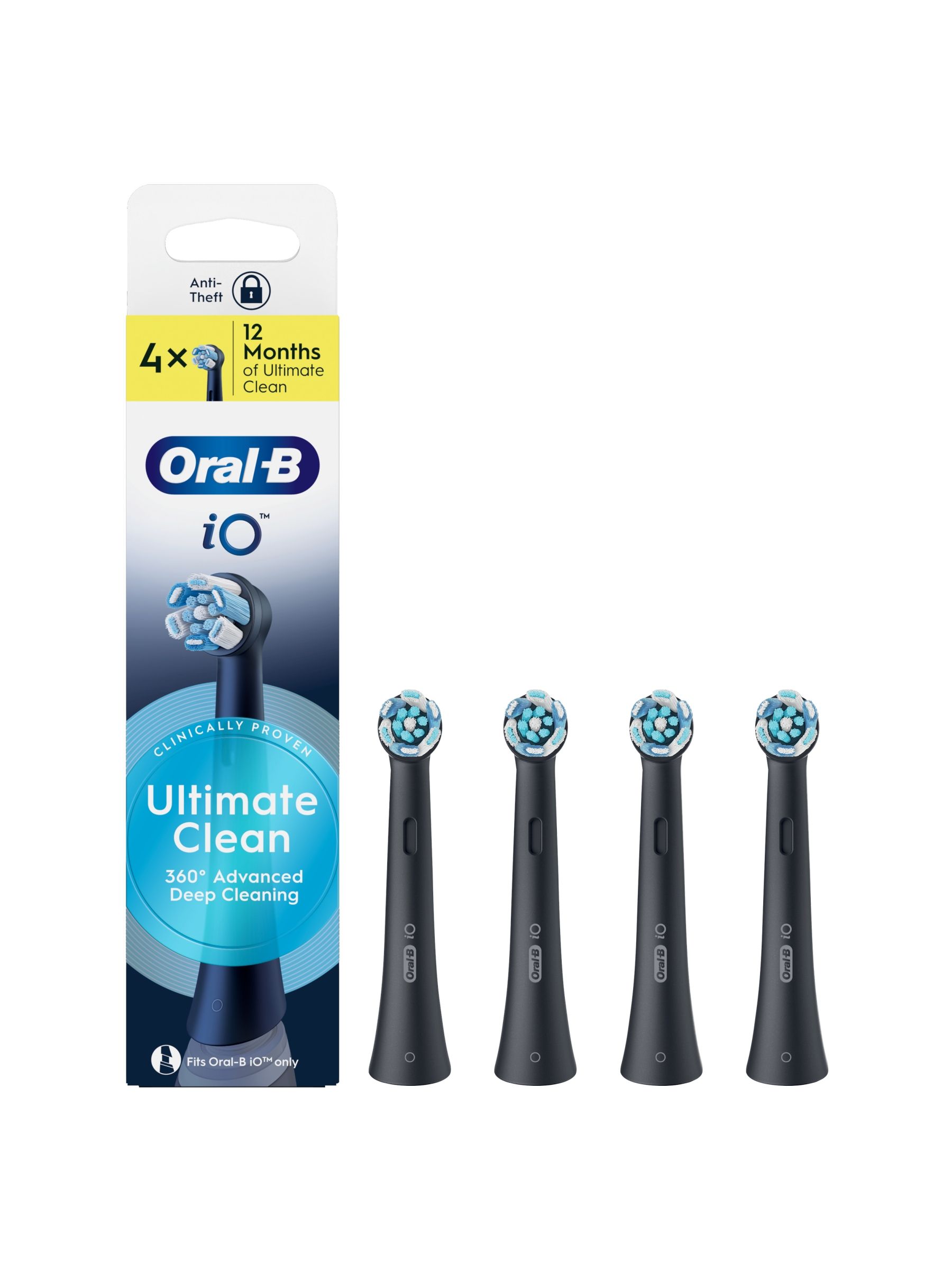 Oral-B Io Ultimate Clean Toothbrush Heads, Black, Pack Of 4 - Image 12