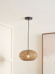 Pacific Lifestyle Black Rattan Pendant Ceiling Light - Image 1 of 6