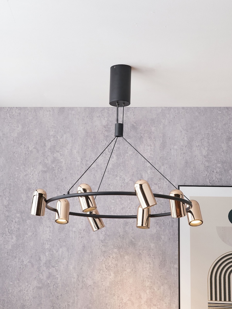 Pacific Lifestyle Gold Metal 8 Light LED Pendant Ceiling Light - Image 1 of 6