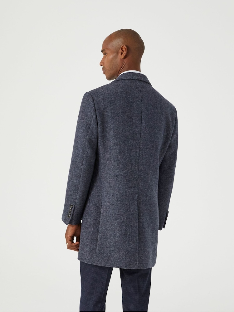 Skopes Grey Edgely Herringbone Overcoat - Image 4 of 7