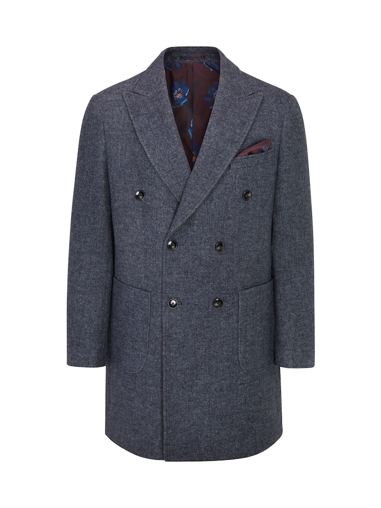 Skopes Grey Edgely Herringbone Overcoat - Image 5 of 7