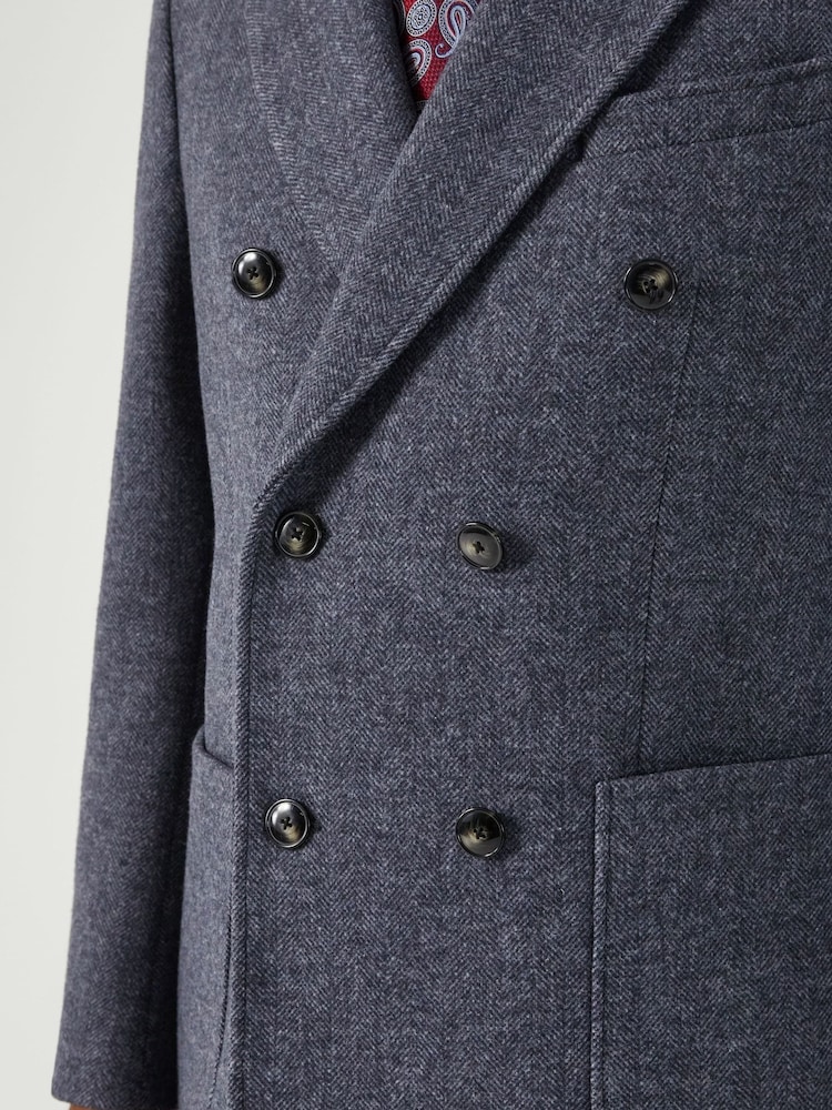 Skopes Grey Edgely Herringbone Overcoat - Image 7 of 7