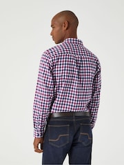 Skopes Berry/Navy Blue Gingham Check Regular Fit Casual 100% Cotton Shirt - Image 2 of 5