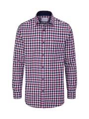 Skopes Berry/Navy Blue Gingham Check Regular Fit Casual 100% Cotton Shirt - Image 4 of 5