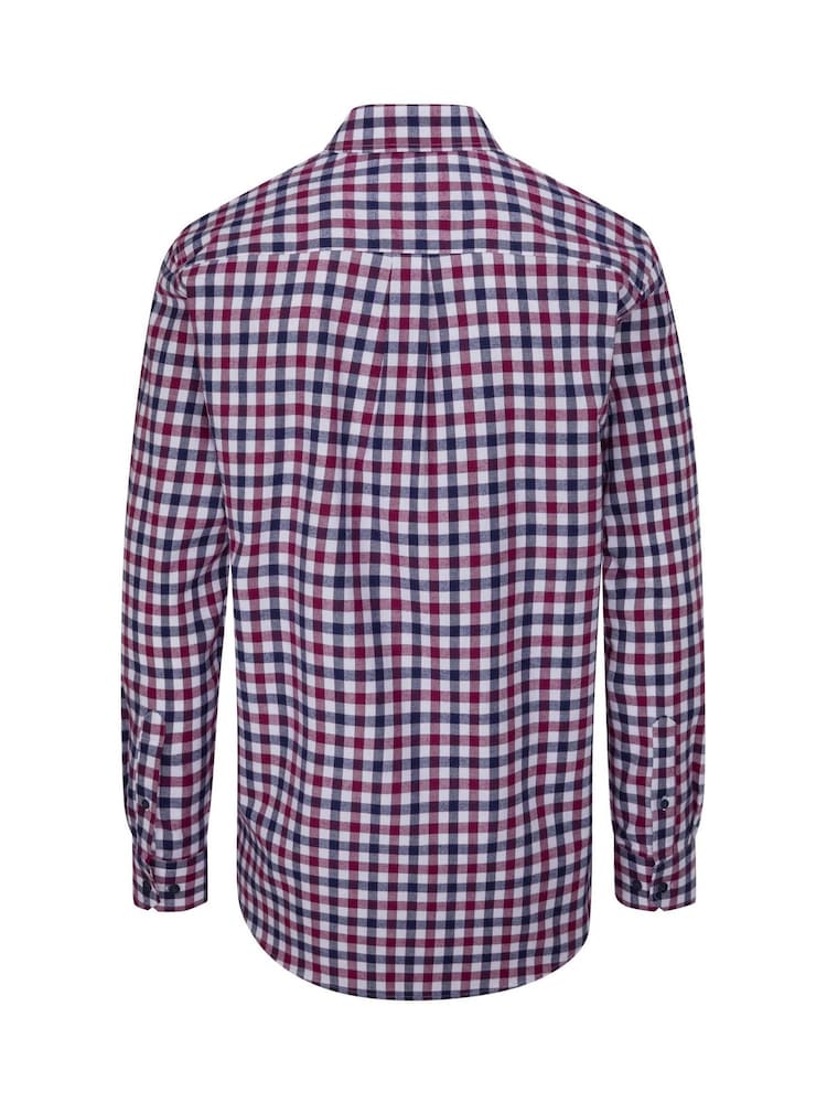 Skopes Berry/Navy Blue Gingham Check Regular Fit Casual 100% Cotton Shirt - Image 5 of 5