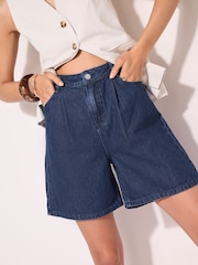 Friends Like These Dark Blue Denim Bermuda 100% Cotton Shorts - Image 1 of 4